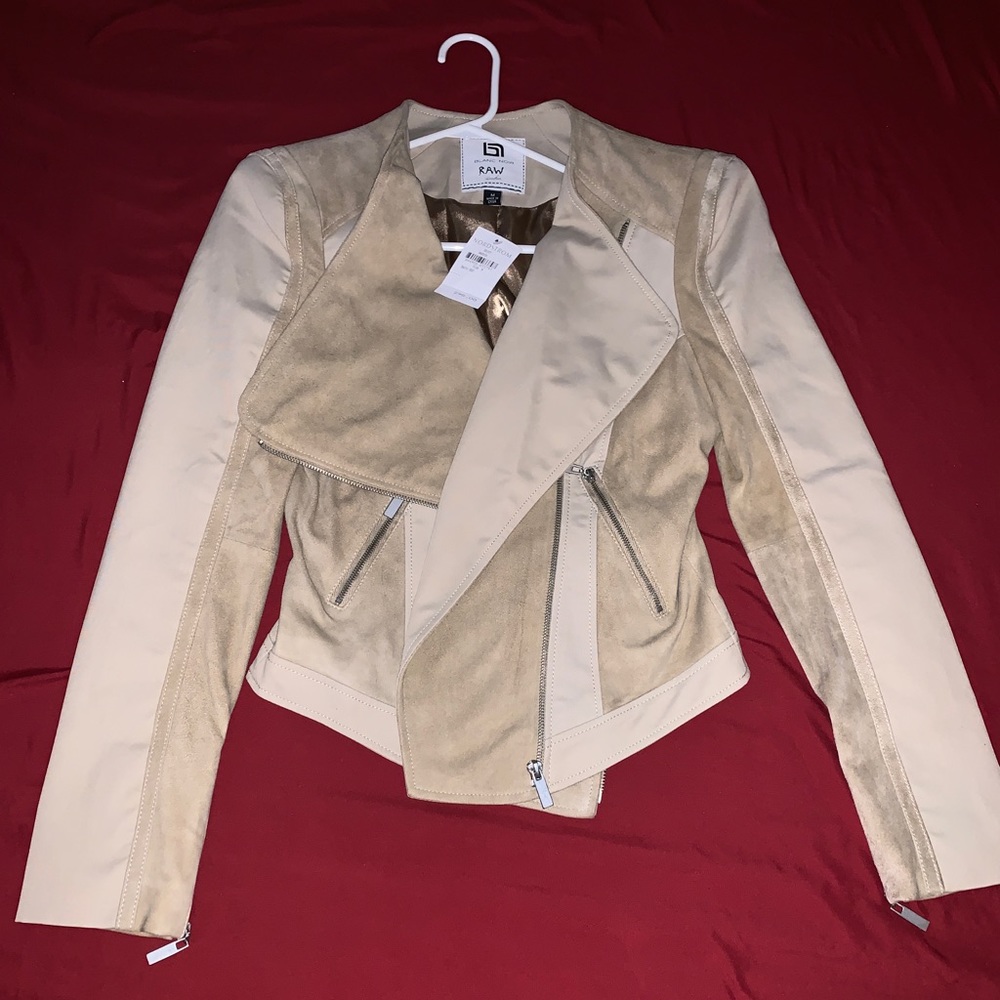 Blanc Noir Raw Leather Beige MOTO Jacket